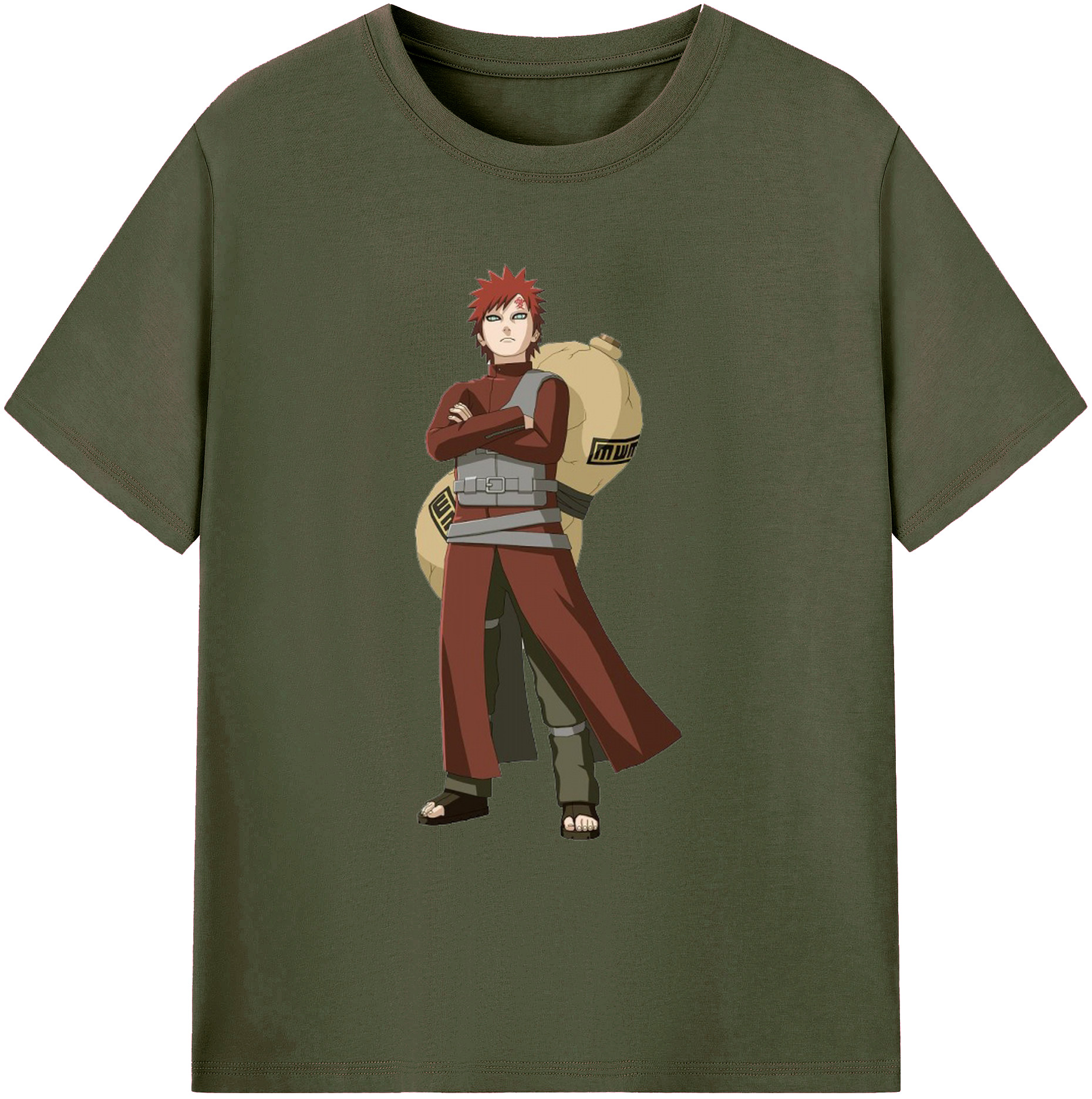 （画像用） NARUTO -ナルト- ガアラ Gaara 綿100％ メンズ半袖Tシャツ｜肌触りやわらか＆通気性